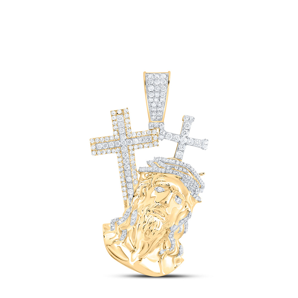 1 1/3CTW-DIA NK JESUS CROSS MENS CHARM