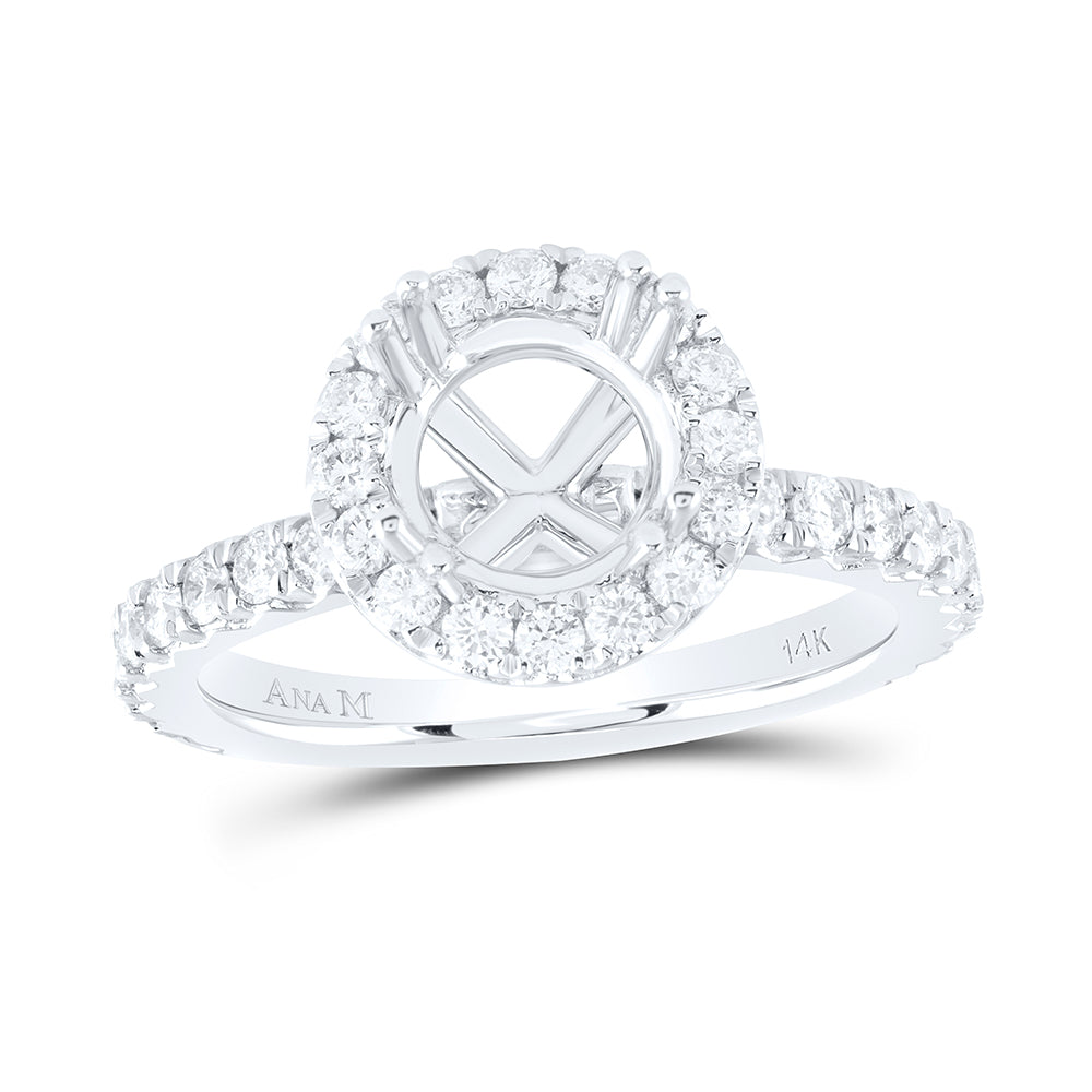 1CTW-DIA ANA M 2CT-CRD SEMI-MOUNT SINGLE HALO ENGAGEMENT RING