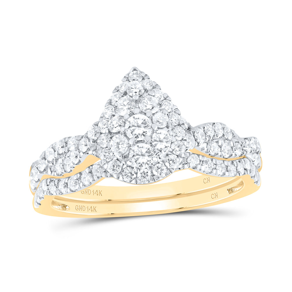 3/4CTW-DIA CN PEAR SINGLE HALO BRIDAL SET