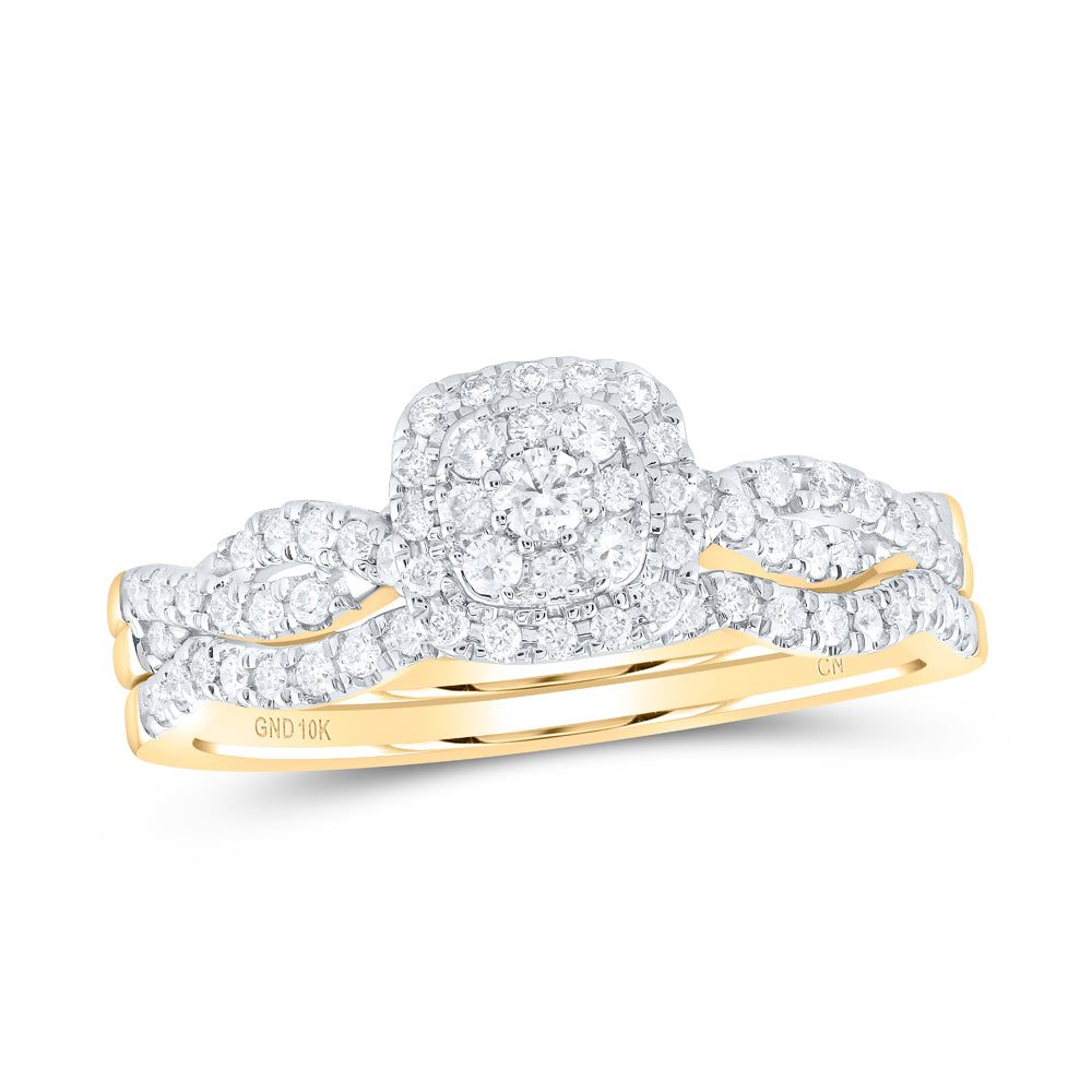 3/8CTW-DIA CN CUSHION SINGLE HALO BRIDAL SET