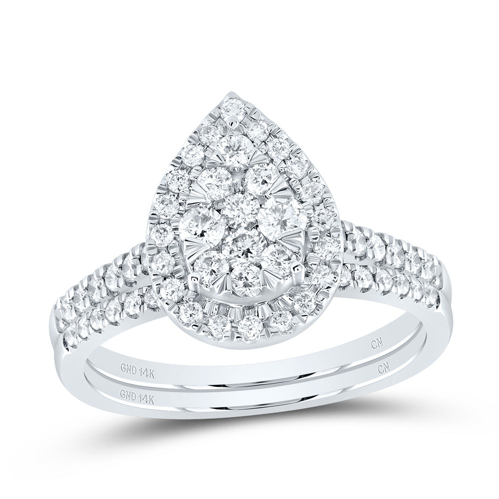 5/8CTW-DIA CN PEAR SINGLE HALO BRIDAL SET