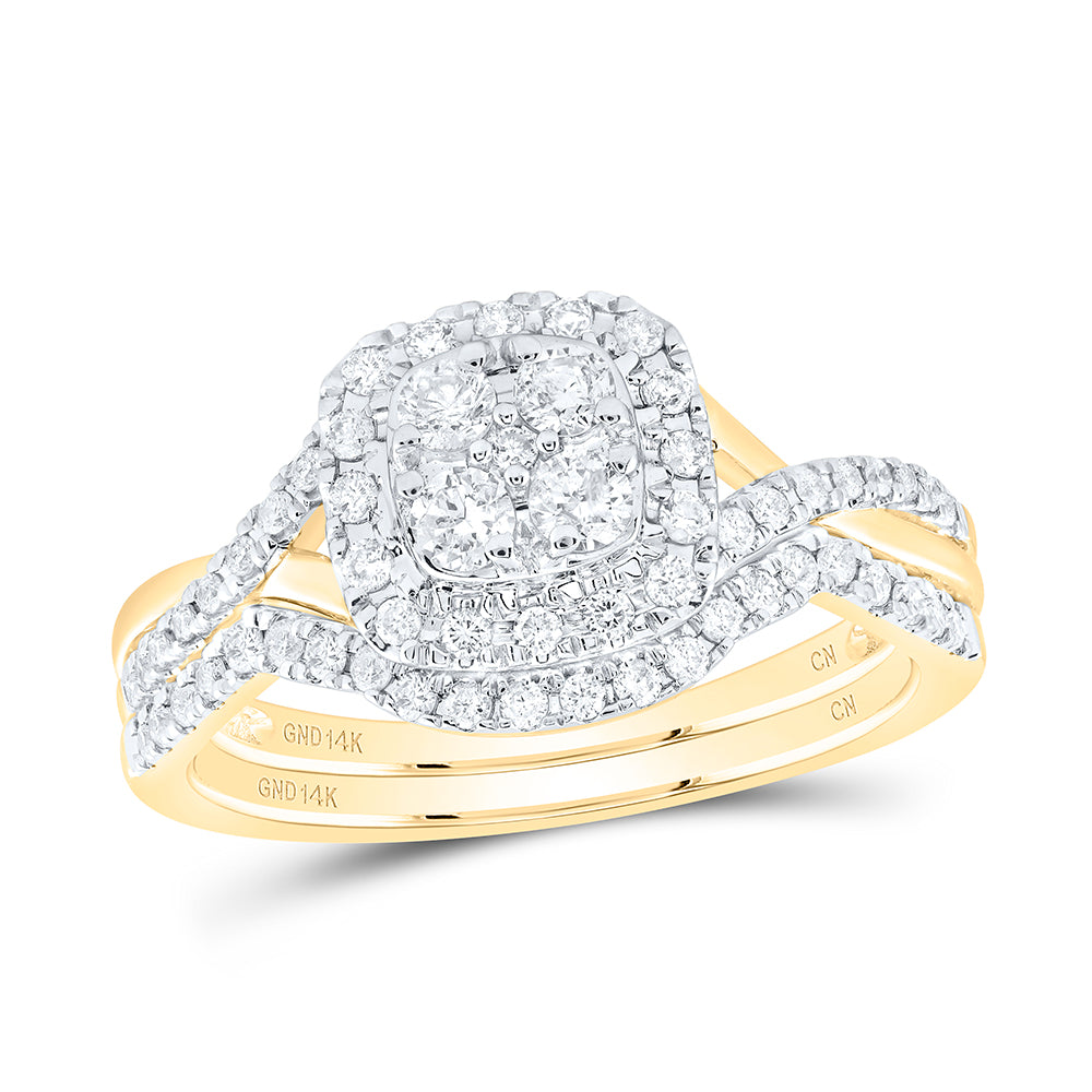 1/2CTW-DIA CN CUSHION SINGLE HALO BRIDAL SET
