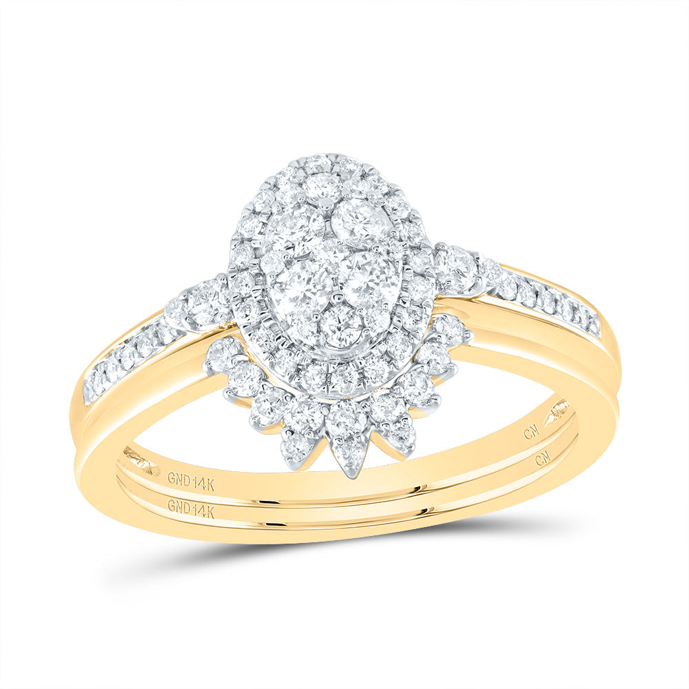 1/2CTW-DIA CN OVAL SINGLE HALO BRIDAL SET