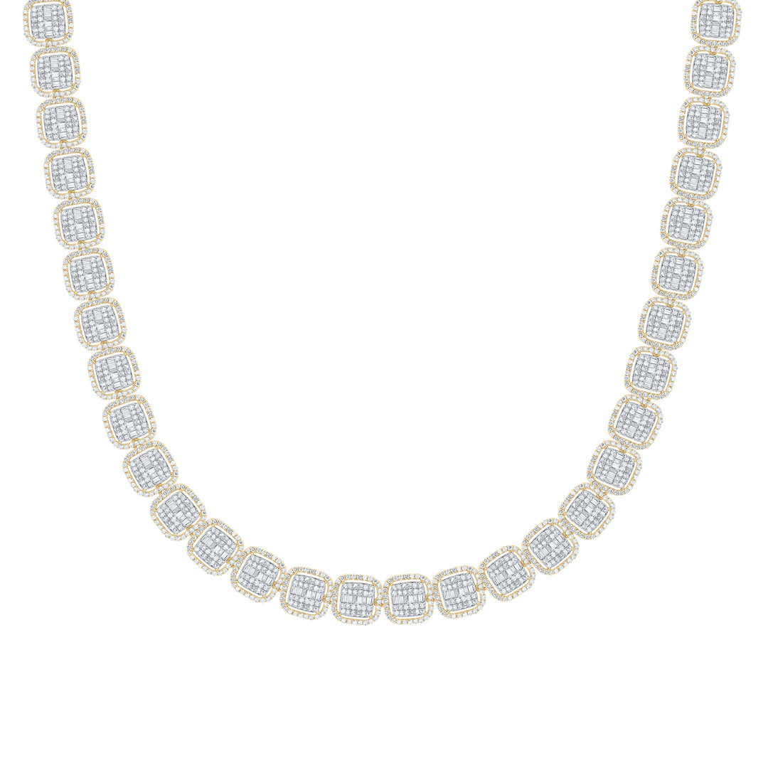 16CTW-DIA NK FASHION CUSHION NECKLACE ( 22 INCH )