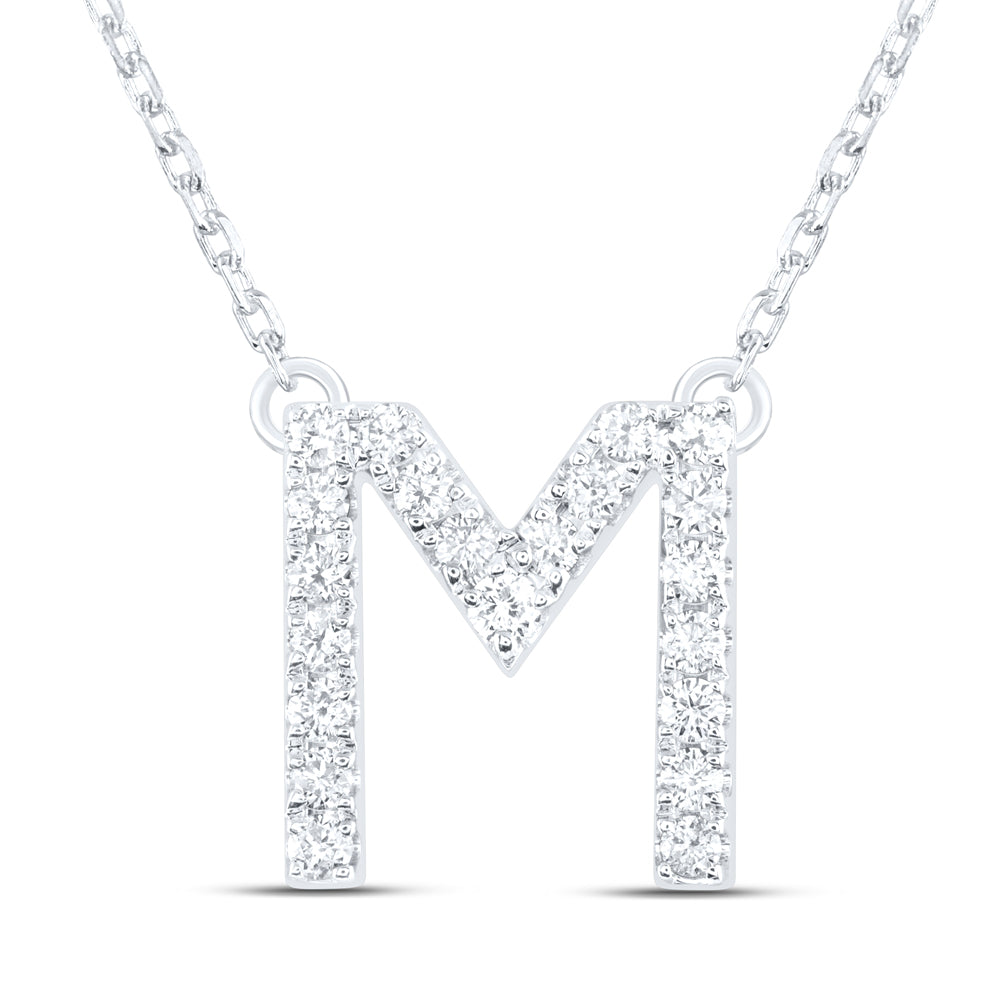 1/4CTW-DIA ANA M INITIAL "M" FASHION NECKLACE (16 INCH)