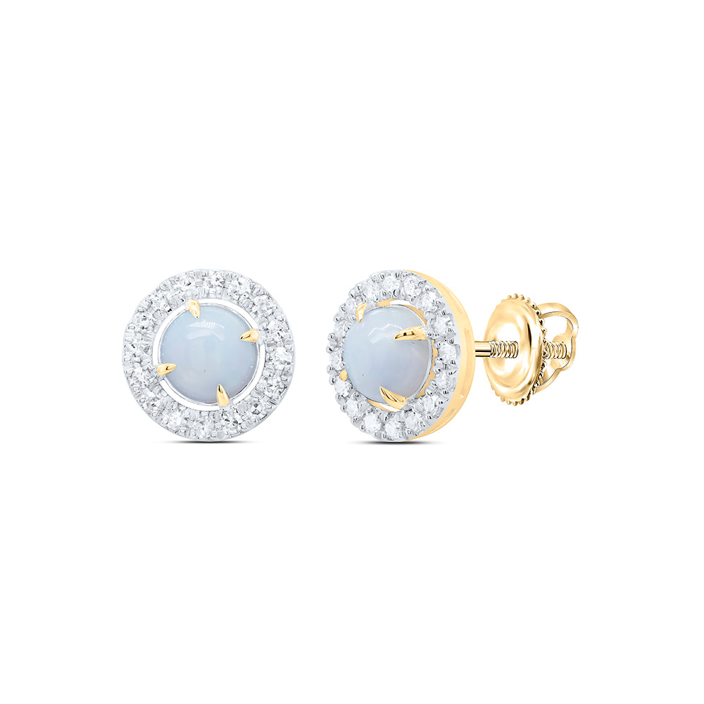 1/4CTW-DIA CN 5MM-OPAL NAT GEM ROUND STUD EARRING