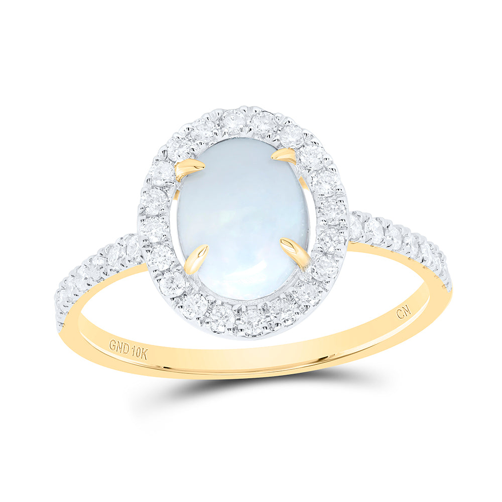 1/3CTW-DIA CN 8X6MM-OPAL NAT GEM OVAL RING