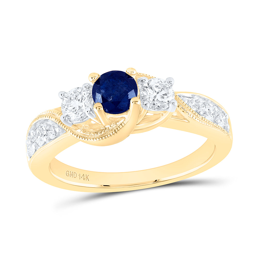 1CTW-DIA 3/8CT-SAPP 2*1/5CT-CRD 3 STONE ENGAGEMENT CERTIFIED