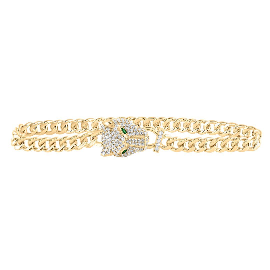 1 1/5CTW-DIA CN 0.04CT-EME RD LADIES LEOPARD BRACELET (7INCH)