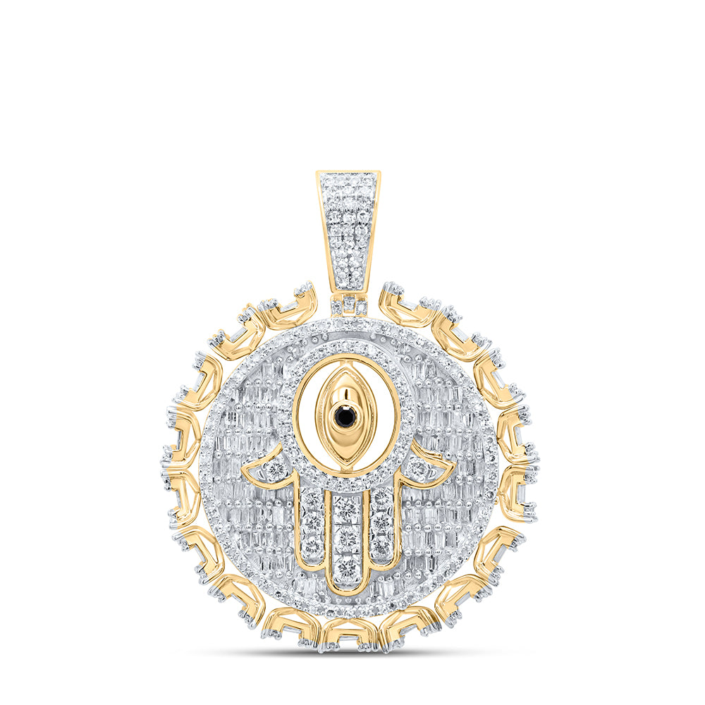 2 CTW-DIA NK EVIL EYE HAMZA MENS CHARM
