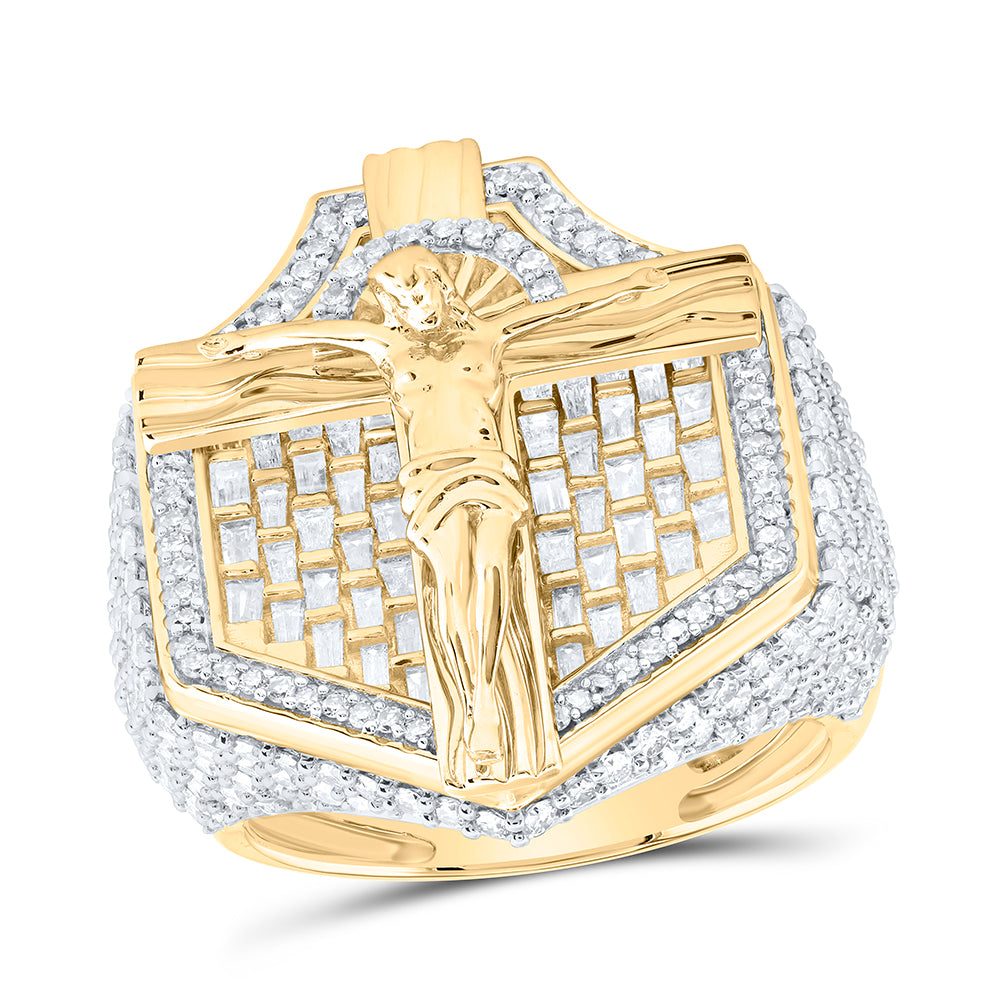 3 3/4CTW-DIA NK JESUS CROSS MENS RING