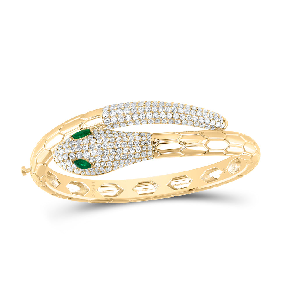 3 3/8CTW-DIA ANA M 5X2.5MM MQ-EM NAT GEM SNAKE BANGLE(47X57MM)