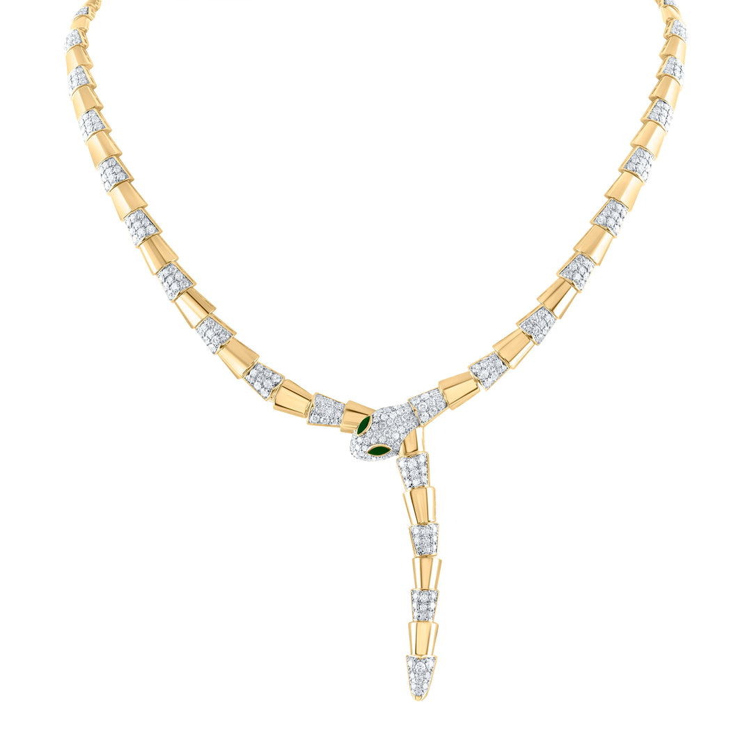 5 5/8CTW-DIA ANA M 1/5CT MQ-EM NAT GEM SNAKE NECKLACE (16 INCH)