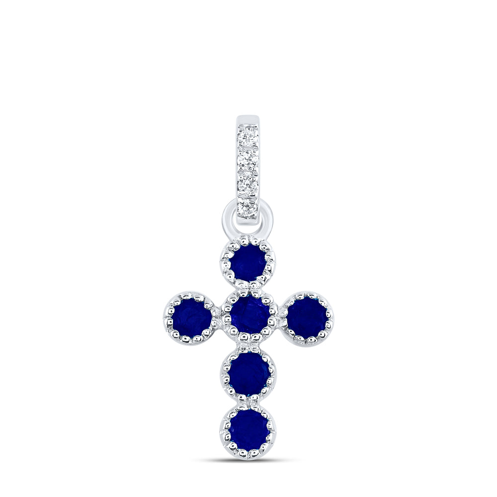 0.012CTW-DIA ANA M 1/8CTW RD-BS NAT GEM CROSS PENDANT