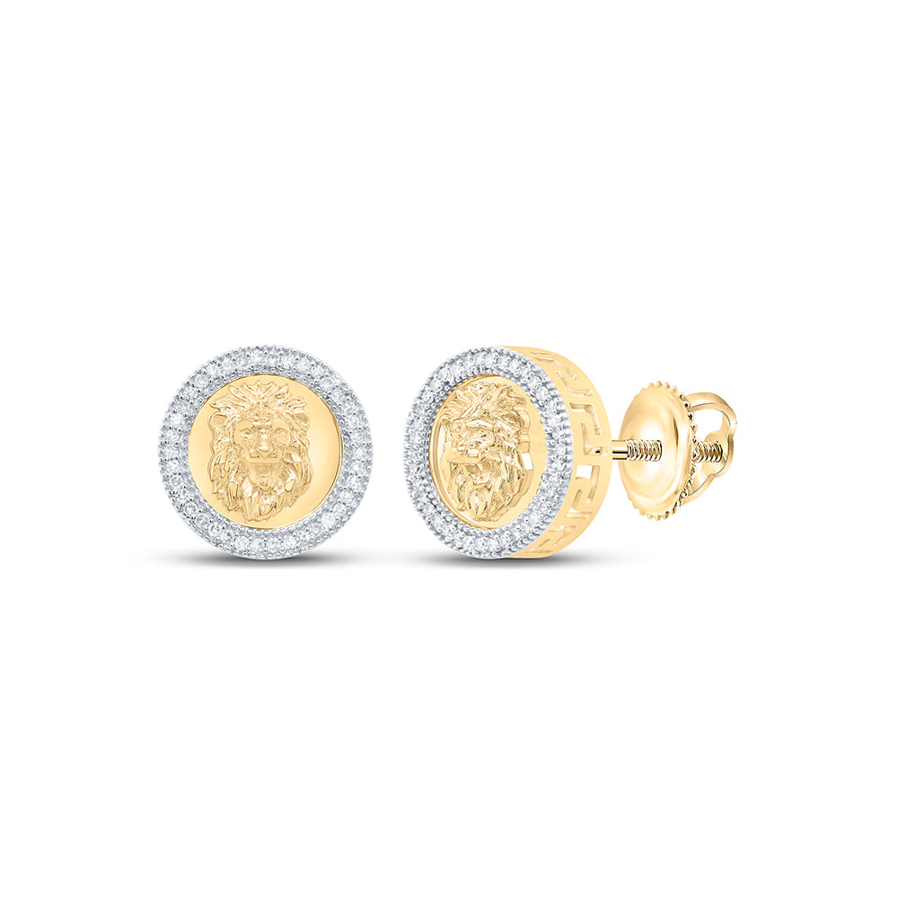 1/4CTW-DIA NK LION ROUND MENS EARRING