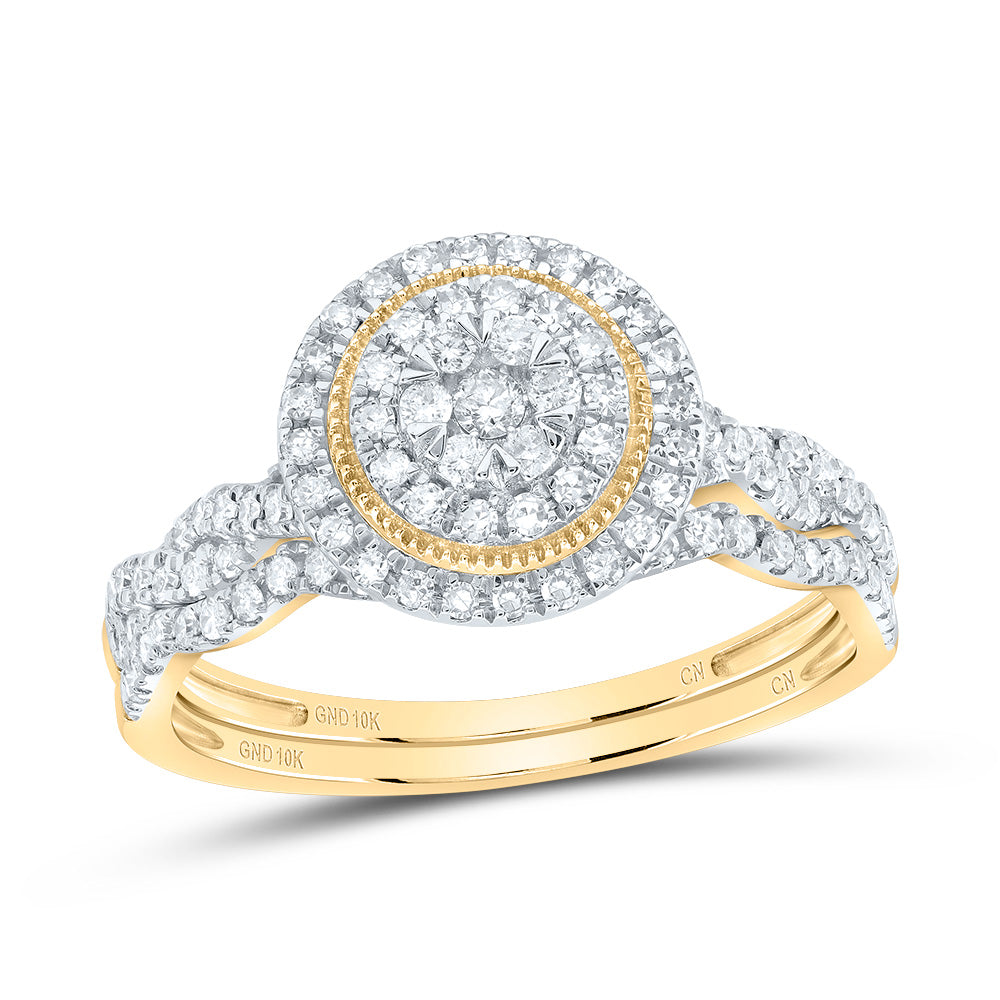 1/2CTW-DIA CN ROUND DOUBLE HALO BRIDAL SET