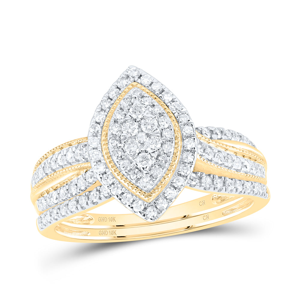 1/2CTW-DIA CN MARQUISE SINGLE HALO BRIDAL SET