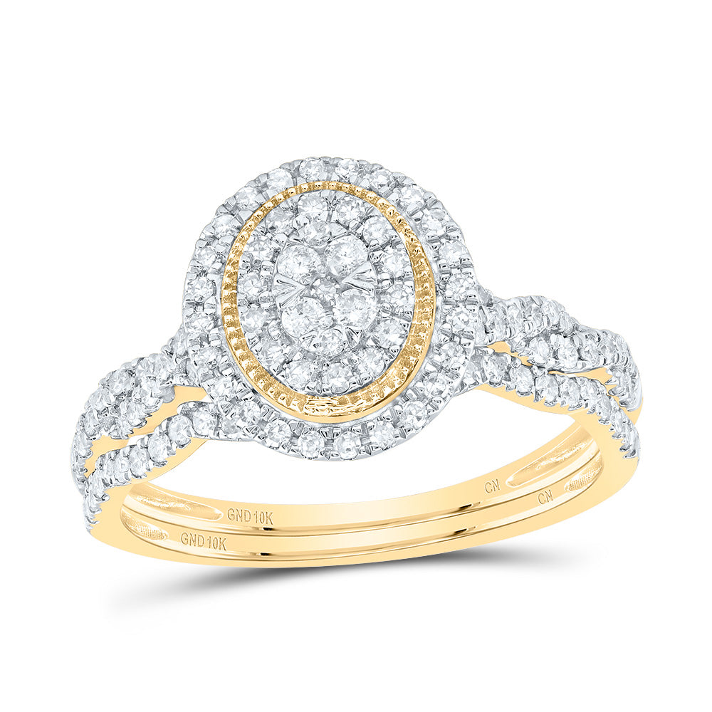 1/2CTW-DIA CN OVAL DOUBLE HALO BRIDAL SET