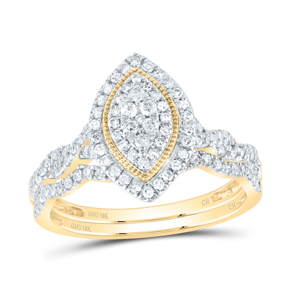 1/2CTW-DIA CN MARQUISE DOUBLE HALO BRIDAL SET