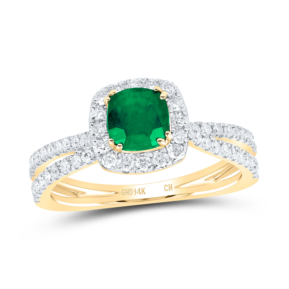 1/2CTW-DIA CN 5.5X5.5MM CU-EM NAT GEM RING