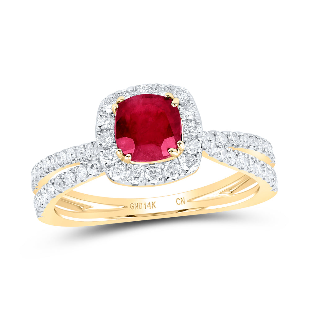 1/2CTW-DIA CN 5.5X5.5MM CU-RU NAT GEM RING