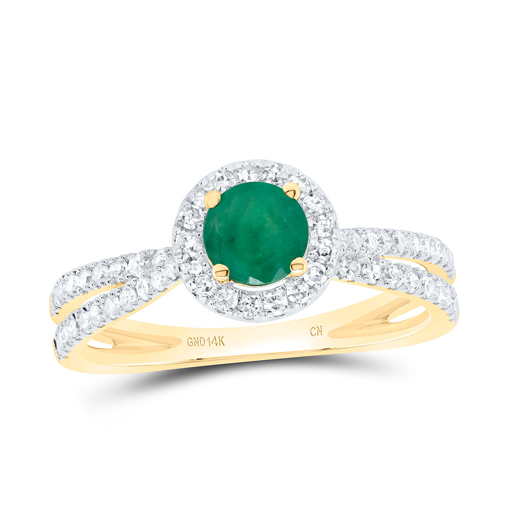 3/8CTW-DIA CN 5MM RD-EM NAT GEM RING