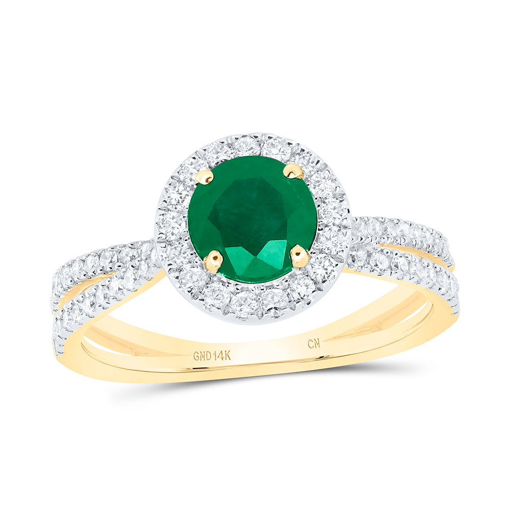 1/2CTW-DIA CN 6.3MM RD-EM NAT GEM RING