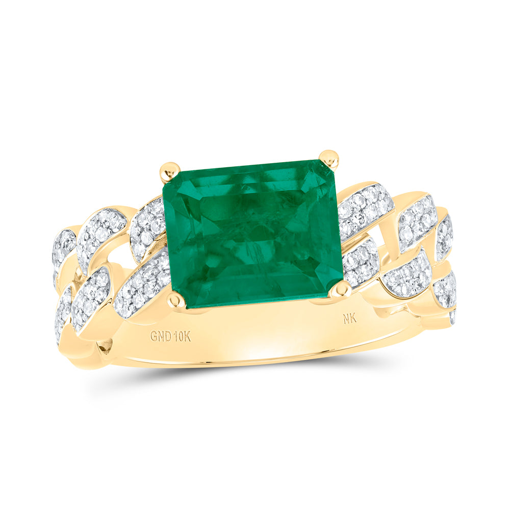 1/2CTW-DIA NK 10X8 MM EM-EM SYNTHETIC CUBAN MEN'S RING