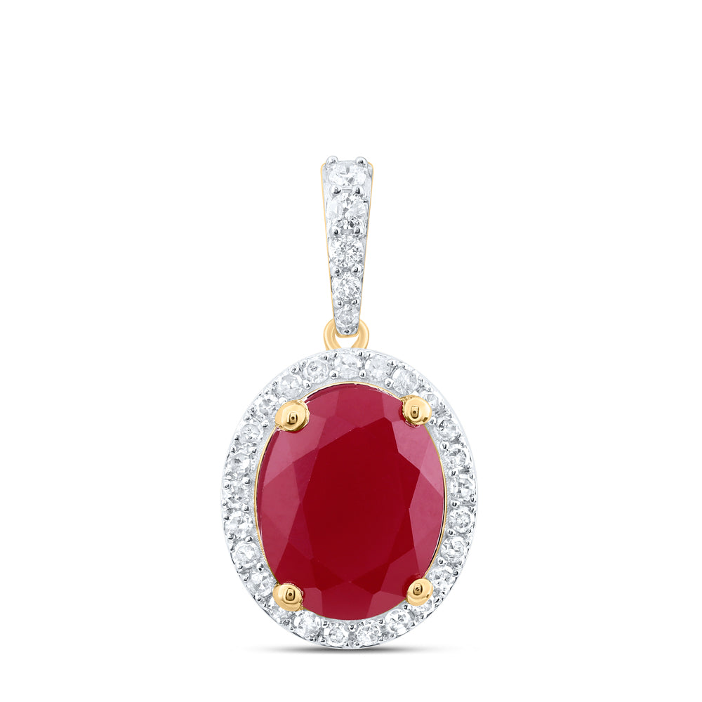 1/4CTW-DIA P1 10X8 MM OV-RU SYNTHETIC PENDANT