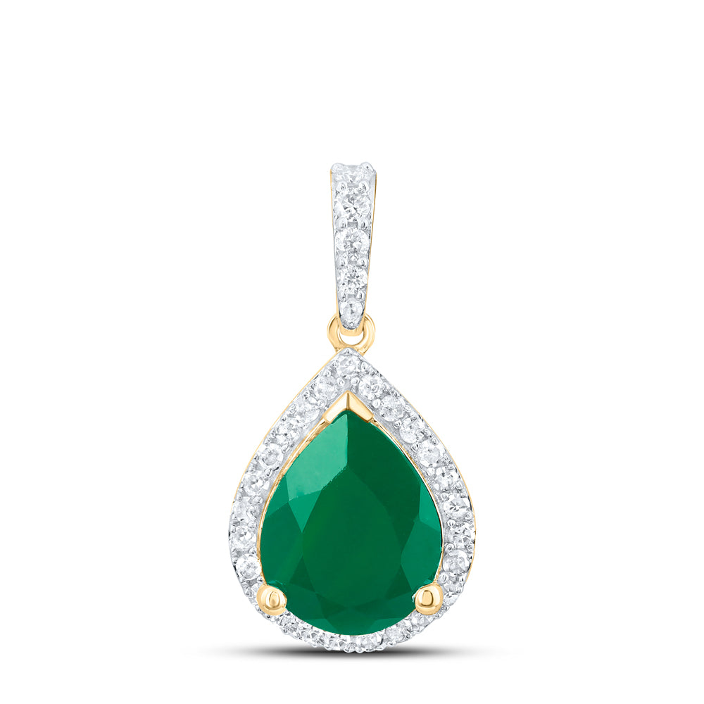 1/4CTW-DIA P1 10X8 MM PEAR-EM SYNTHETIC PENDANT