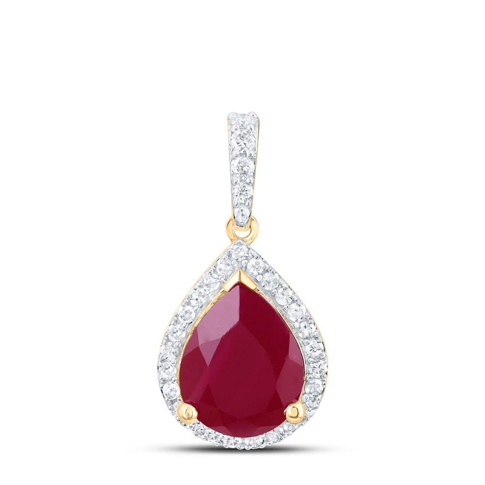 1/4CTW-DIA P1 10X8 MM PEAR-RU SYNTHETIC PENDANT