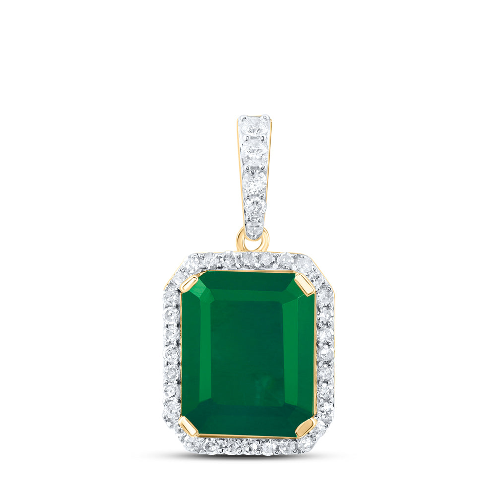 1/4CTW-DIA P1 10X8 MM EM-EM SYNTHETIC PENDANT
