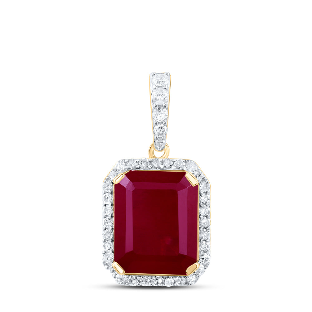 1/4CTW-DIA P1 10X8 MM EM-RU SYNTHETIC PENDANT