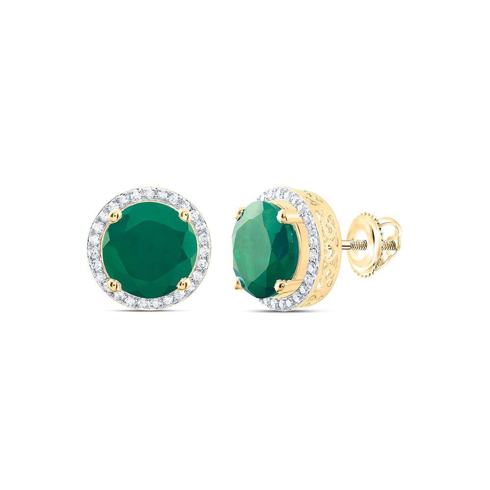 3/8CTW-DIA P1 10 MM RD-EM SYNTHETIC EARRING