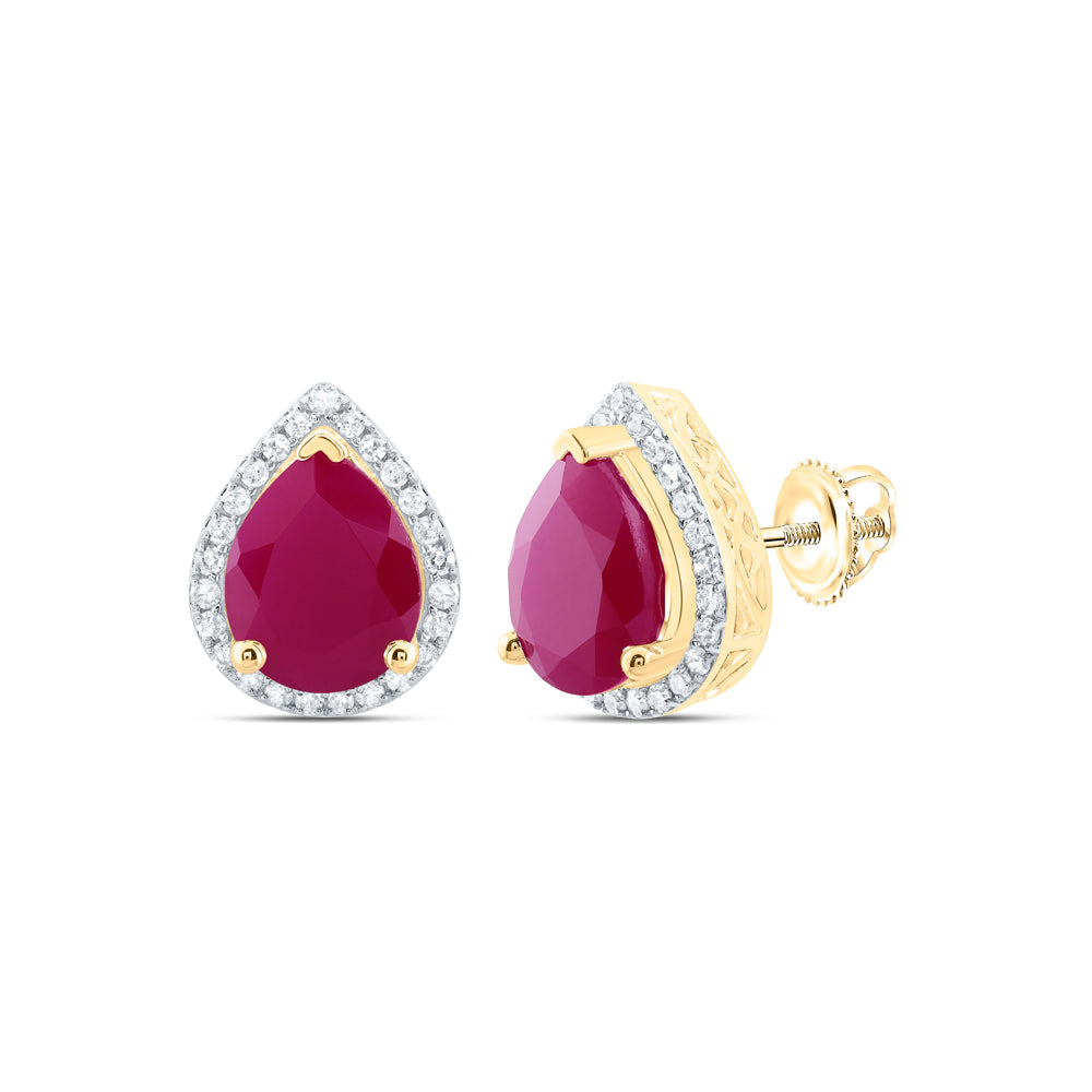 3/8CTW-DIA P1 10X8 MM PEAR-RU SYNTHETIC EARRING