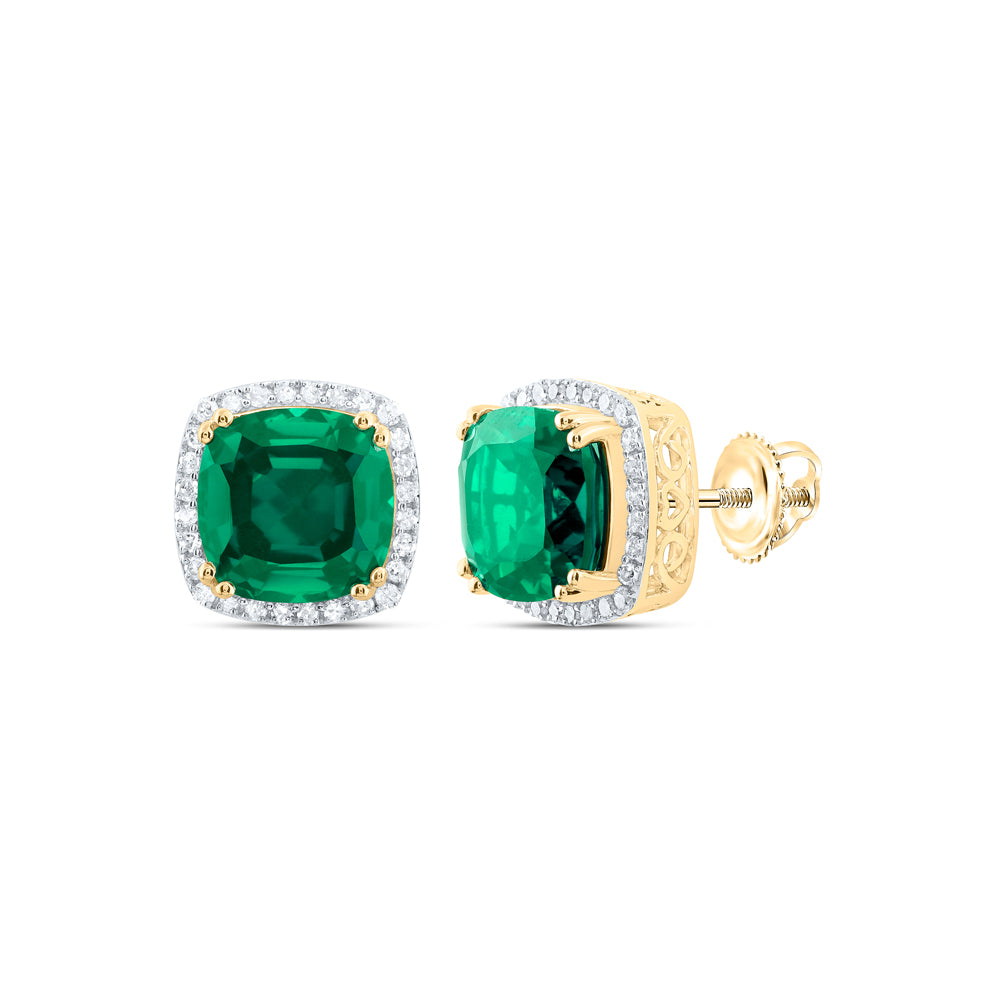1/2CTW-DIA P1 10X10 MM CU-EM SYNTHETIC EARRING