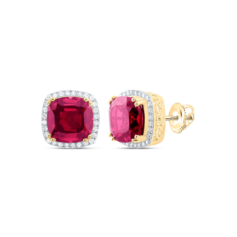 1/2CTW-DIA P1 10X10 MM CU-RU SYNTHETIC EARRING