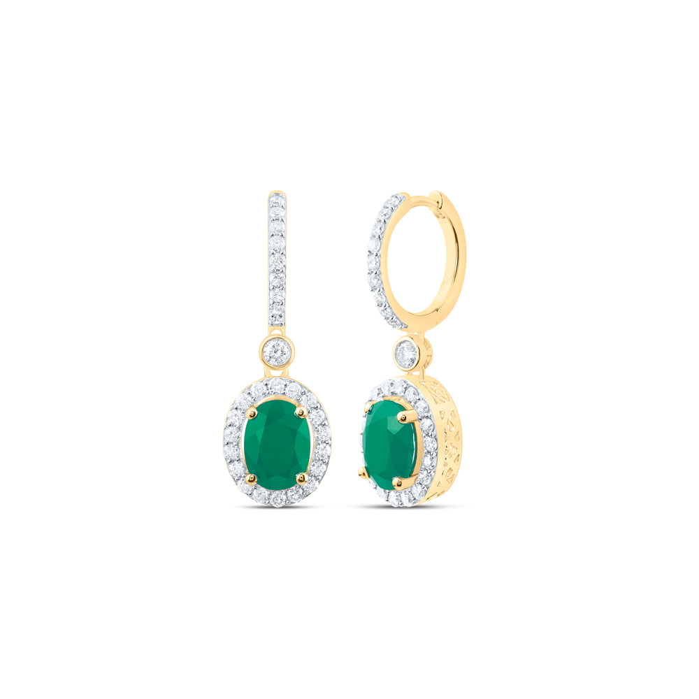 3/4CTW-DIA P1 8X6 MM OV-EM SYNTHETIC DANGLING EARRING