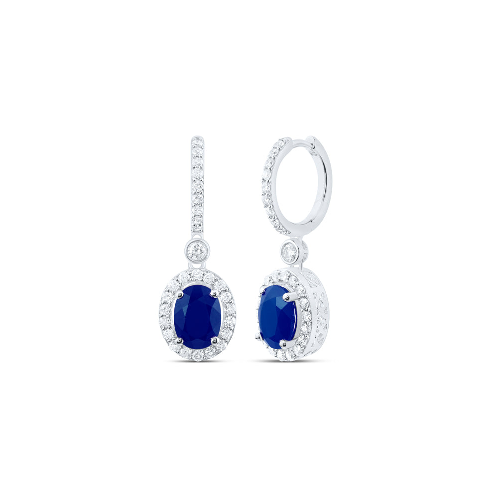 3/4CTW-DIA P1 8X6 MM OV-BS SYNTHETIC DANGLING EARRING