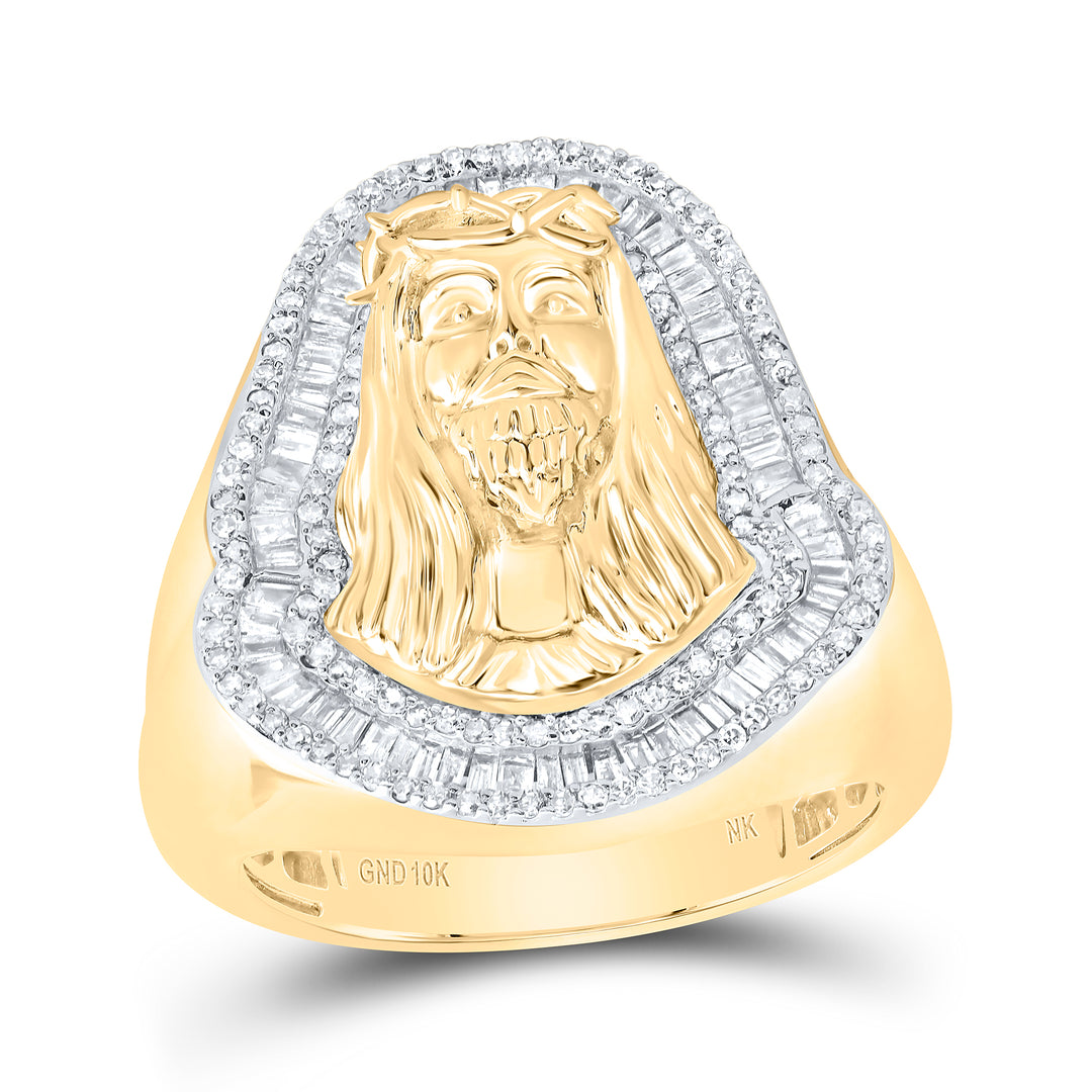 3/4CTW-DIA NK JESUS MENS RING