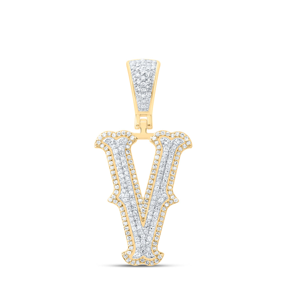 1/2CTW-DIA NK FASHION INITIAL "V" PENDANT