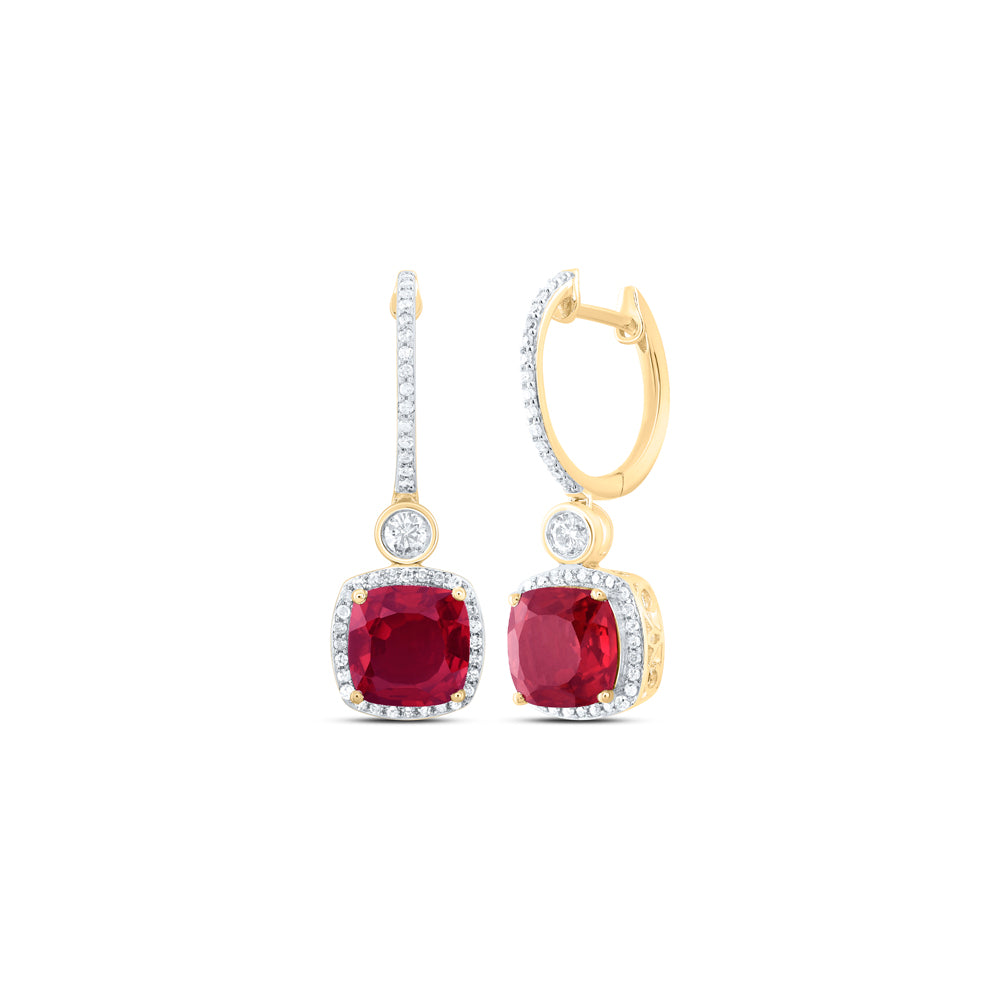 1/2CTW-DIA P1 8 MM CU-RU SYNTHETIC DANGLING EARRING