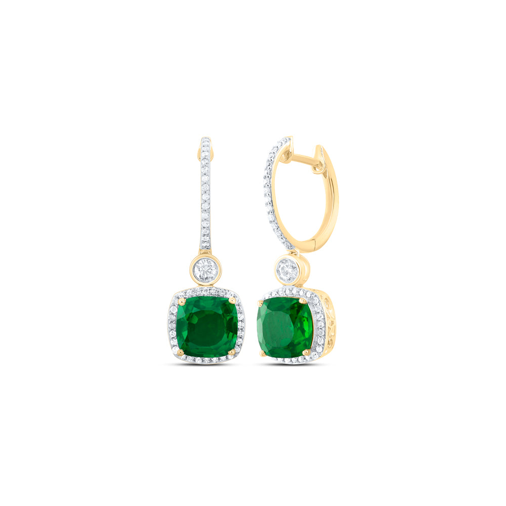 1/2CTW-DIA P1 8 MM CU-EM SYNTHETIC DANGLING EARRING
