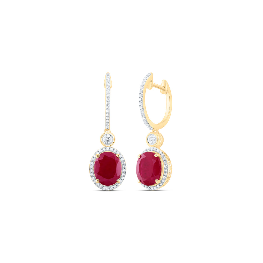 5/8CTW-DIA P1 10X8 MM OV-RU SYNTHETIC DANGLING EARRING