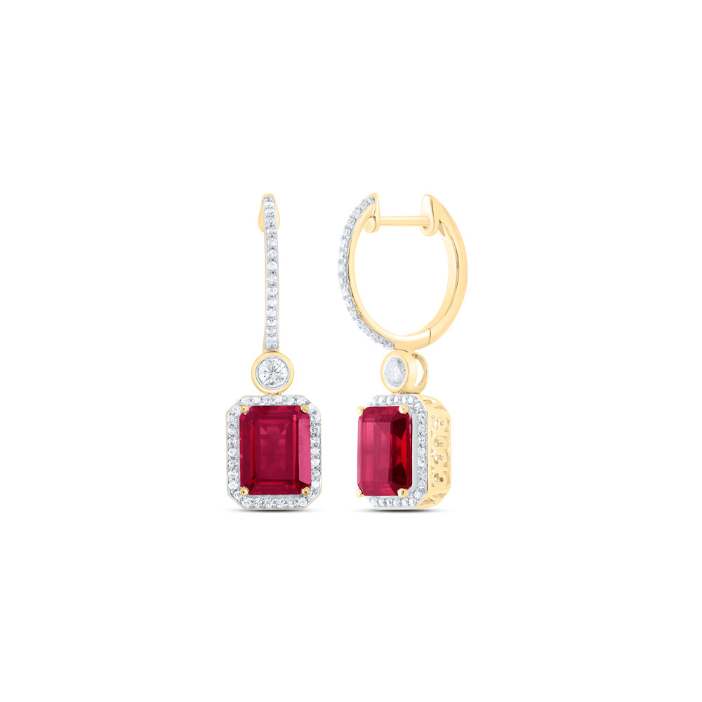 1/2CTW-DIA P1 9X7 MM EM-RU SYNTHETIC DANGLING EARRING