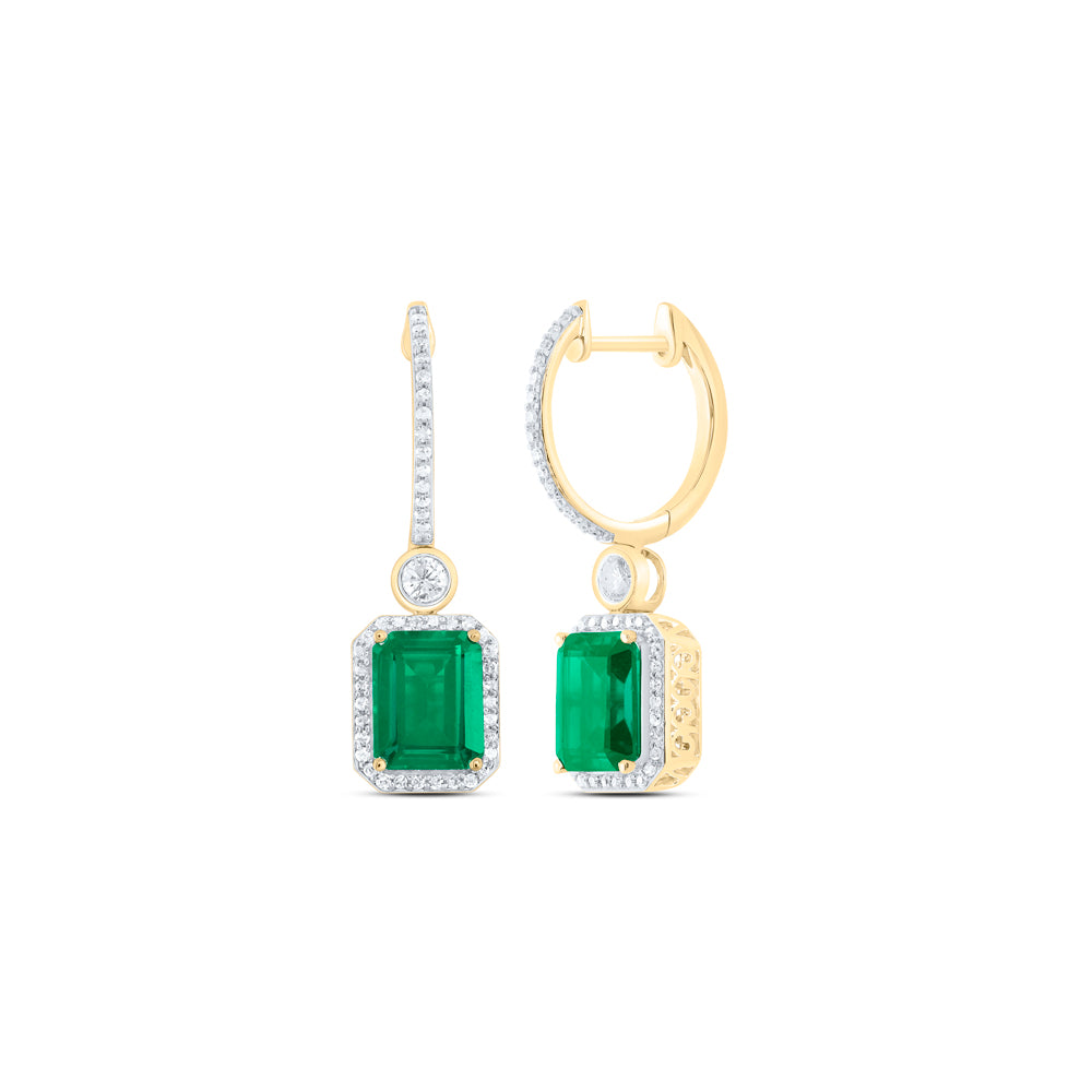 1/2CTW-DIA P1 9X7 MM EM-EM SYNTHETIC DANGLING EARRING
