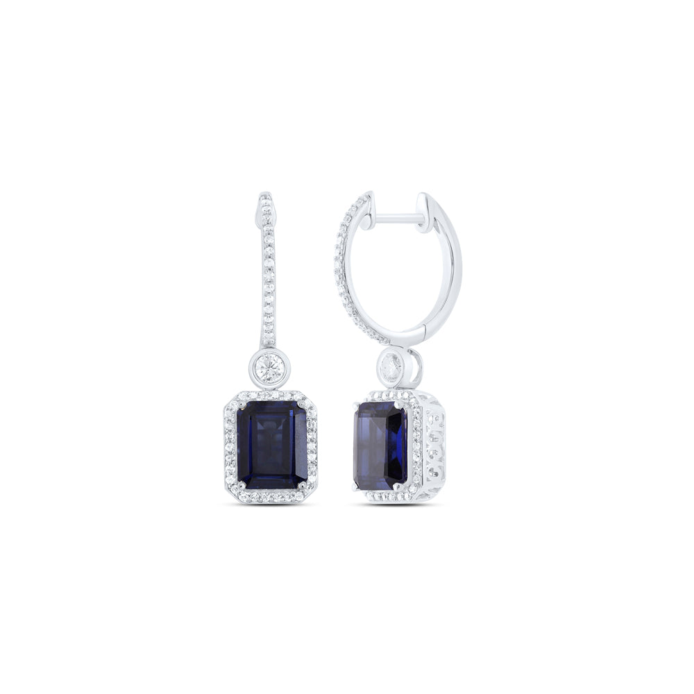 1/2CTW-DIA P1 9X7 MM EM-BS SYNTHETIC DANGLING EARRING