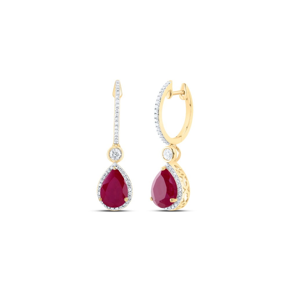 1/2CTW-DIA P1 10X7 MM PS-RU SYNTHETIC DANGLING EARRING