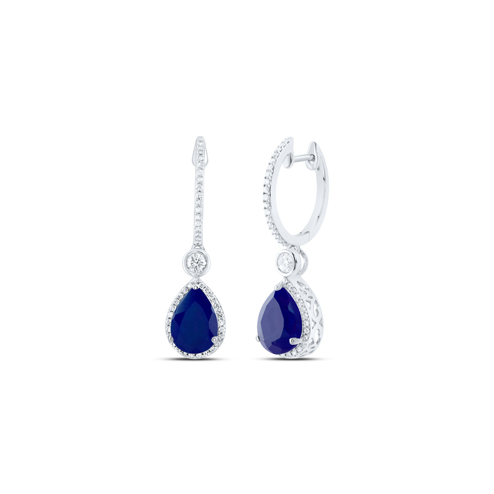 1/2CTW-DIA P1 10X7 MM PS-BS SYNTHETIC DANGLING EARRING