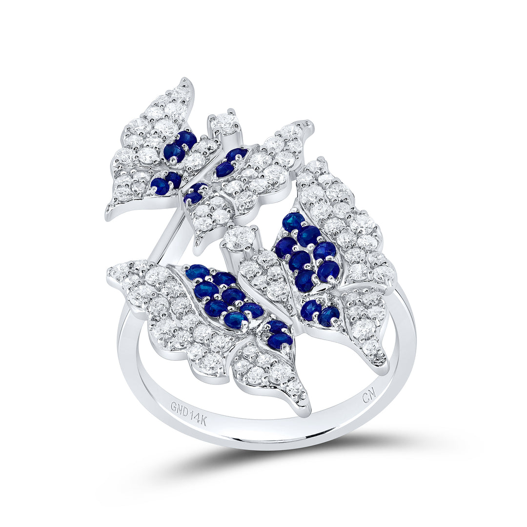 3/4CTW-DIA CN 1/2CTW RD-BS NAT GEM BUTTERFLY RING
